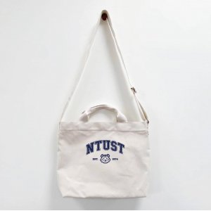 【團購商品，10個起做】NTUST帆布文青兩用包_米白