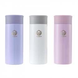 【團購商品，10個起做】NTUST校徽款療癒系304輕巧保溫瓶200mL_粉藍/珍珠白/粉紫