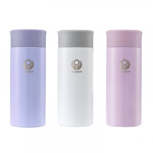 【團購商品，10個起做】NTUST校徽款療癒系304輕巧保溫瓶200mL_粉藍/珍珠白/粉紫