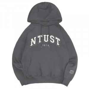 【新品登場，少量現貨】NTUST立體毛巾繡落肩帽T_摩卡灰