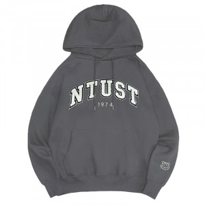 NTUST立體毛巾繡落肩帽T_摩卡灰