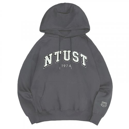 【2025新品上市】NTUST立體毛巾繡落肩帽T_摩卡灰