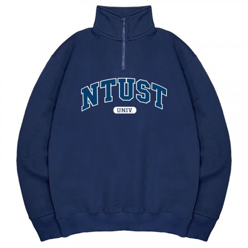 【12/8陸續出貨】NTUST經典款美式立領拉鍊大學T_深藍
