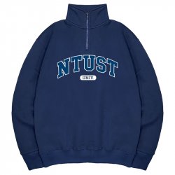 【預購至11/16止，12/8陸續出貨】NTUST經典款美式立領拉鍊大學T_深藍
