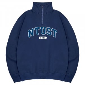 【預購至11/16止,12/8陸續出貨】NTUST經典款美式立領拉鍊大學T_深藍