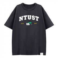 【預購至6/21，7/27陸續出貨】NTUST遇見JOGUMAN寬版純棉短T_暗夜灰