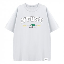 【預購至6/21，7/27陸續出貨】NTUST遇見JOGUMAN寬版純棉短T_白色