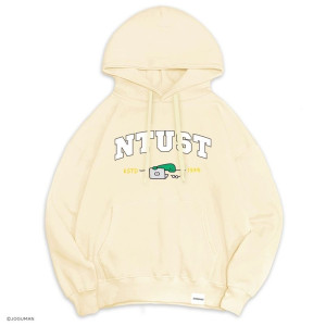 【預購至10/5，11/4陸續出貨】NTUST遇見JOGUMAN落肩帽T_奶油白