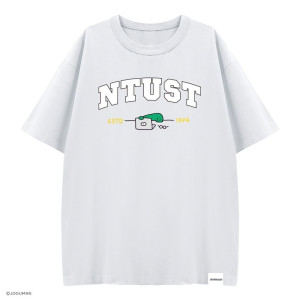 【預購至10/5，11/4陸續出貨】NTUST遇見JOGUMAN寬版純棉短T_白色