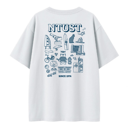 【2026新品上市】NTUST生活圖鑑插畫寬版短T_白色 【2026新品上市】NTUST生活圖鑑插畫寬版短T_白色
